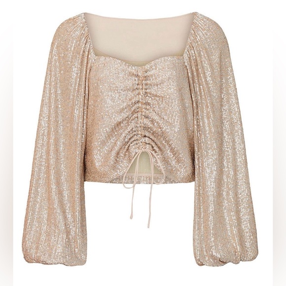 JONATHAN SIMKHAI MATTE GOLD SEQUIN TOP - Size L - Picture 9 of 10